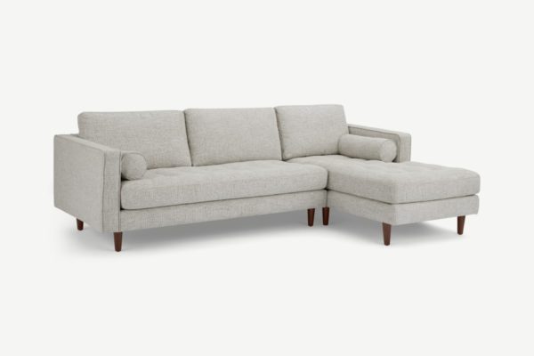 Scott 4-Sitzer Ecksofa (Recamiere rechts), Webstoff in Elfenbein - MADE.com