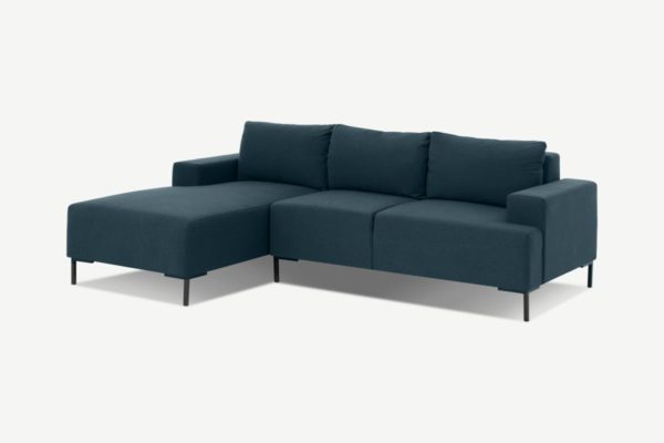 Frederik 3-Sitzer Ecksofa (Recamiere links), recycelter Stoff in Aegaeisblau - MADE.com