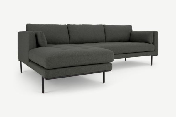 Harlow Ecksofa (Recamiere links), Stoff in Hudsongrau - MADE.com