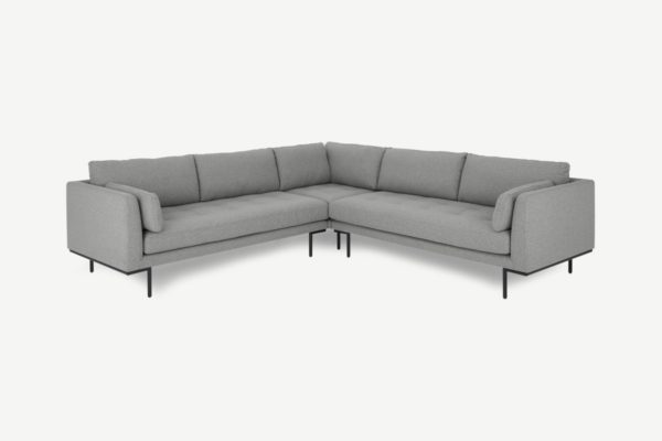 Harlow Ecksofa, Stoff in Felsengrau - MADE.com