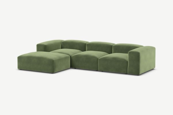 Livienne Ecksofa, Baumwollsamt in Farngruen - MADE.com