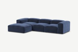 Livienne Ecksofa, Baumwollsamt in Tintenblau - MADE.com