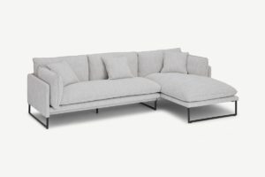 Malini Ecksofa (Recamiere rechts), recycelte Baumwolle in Taubengrau - MADE.com