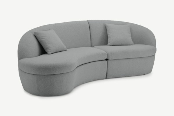 Reisa Ecksofa (Recamiere links), Boucle in Stahlgrau - MADE.com