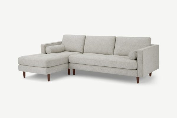 Scott 4-Sitzer Ecksofa (Recamiere links), Webstoff in Elfenbein - MADE.com