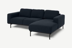 Jarrod Ecksofa (Recamiere rechts), Webstoff in Mitternachtsblau - MADE.com