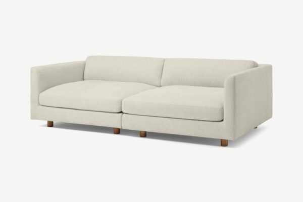 Kelda 3-Sitzer Sofa, Webstoff in Natur - MADE.com