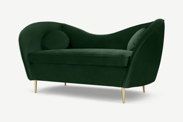 Kooper 2-Sitzer Sofa, recycelter Samt in Moosgruen - MADE.com