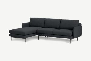 Miro Ecksofa (Recamiere links), Webstoff in Graphitgrau - MADE.com