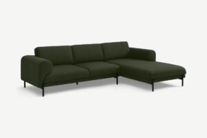 Orsel Ecksofa (Recamiere rechts), Stoff in Armeegruen - MADE.com